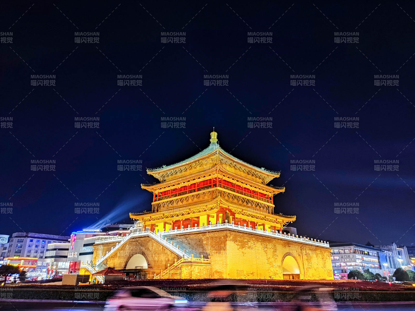 西安钟楼夜景图片