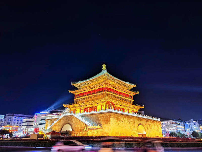 西安钟楼夜景图片