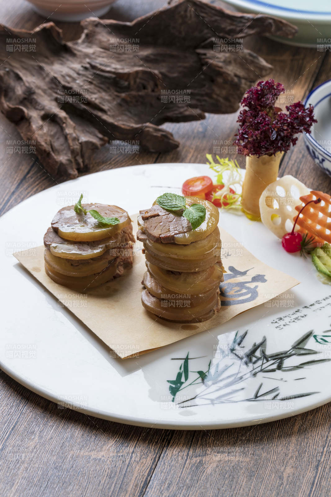 压猪耳肘花切片图片