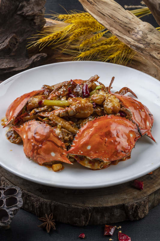 葱姜避风塘炒蟹图片