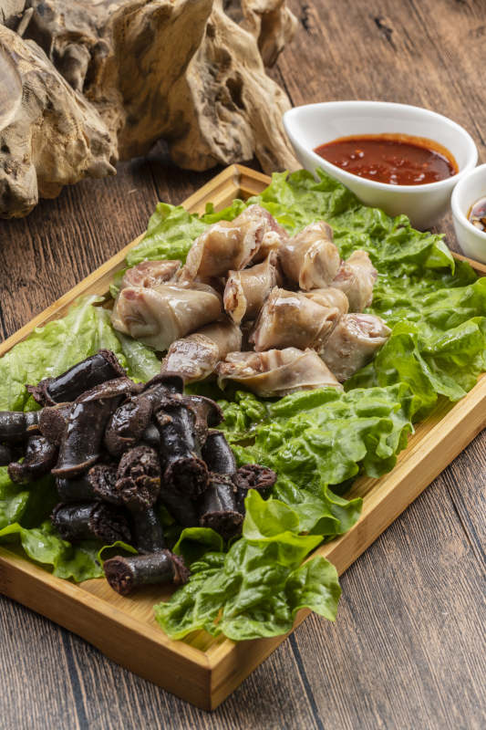 蘸汁蒜香双拼肠肥羊蒜肠灌羊血肠图片