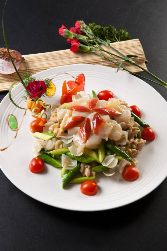 芦笋百合桃仁北极贝图片