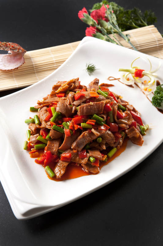 川味蒜薹剁椒炒猪肚图片