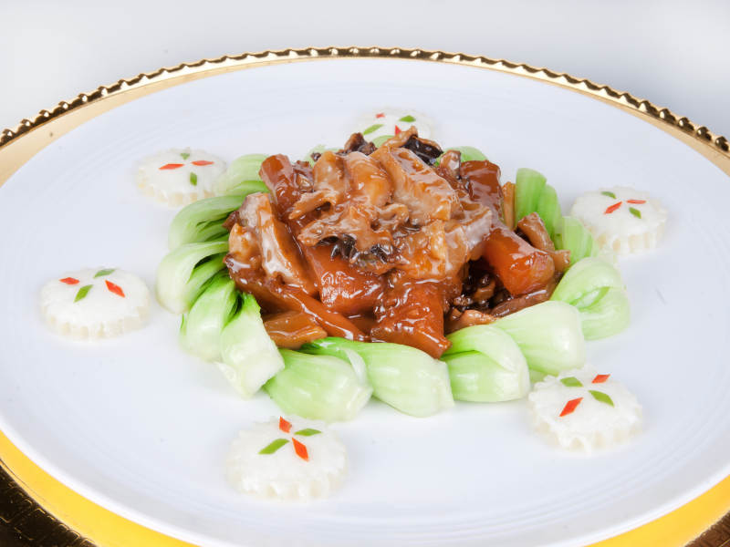 葱烧蹄筋梅花参图片