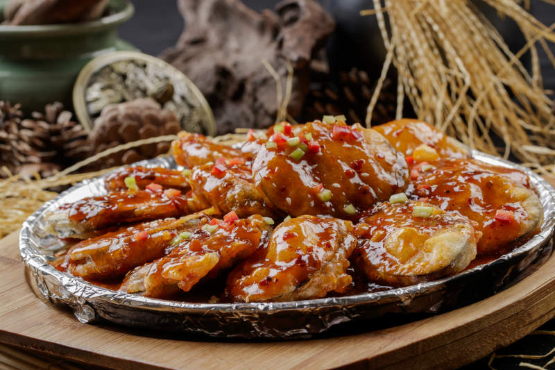 铁板浇汁香炸茄盒图片