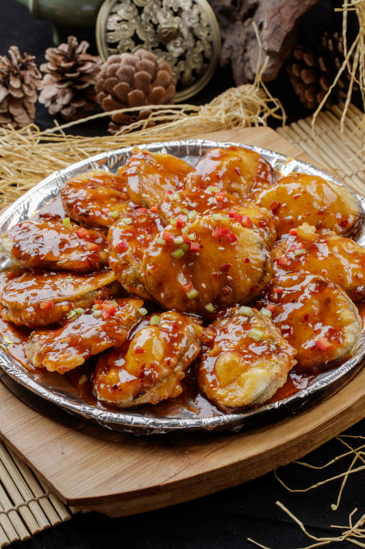 铁板浇汁香炸茄盒图片