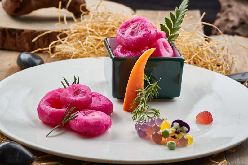 火龙果汁鱼泥糕图片