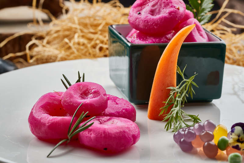 火龙果汁鱼泥糕图片