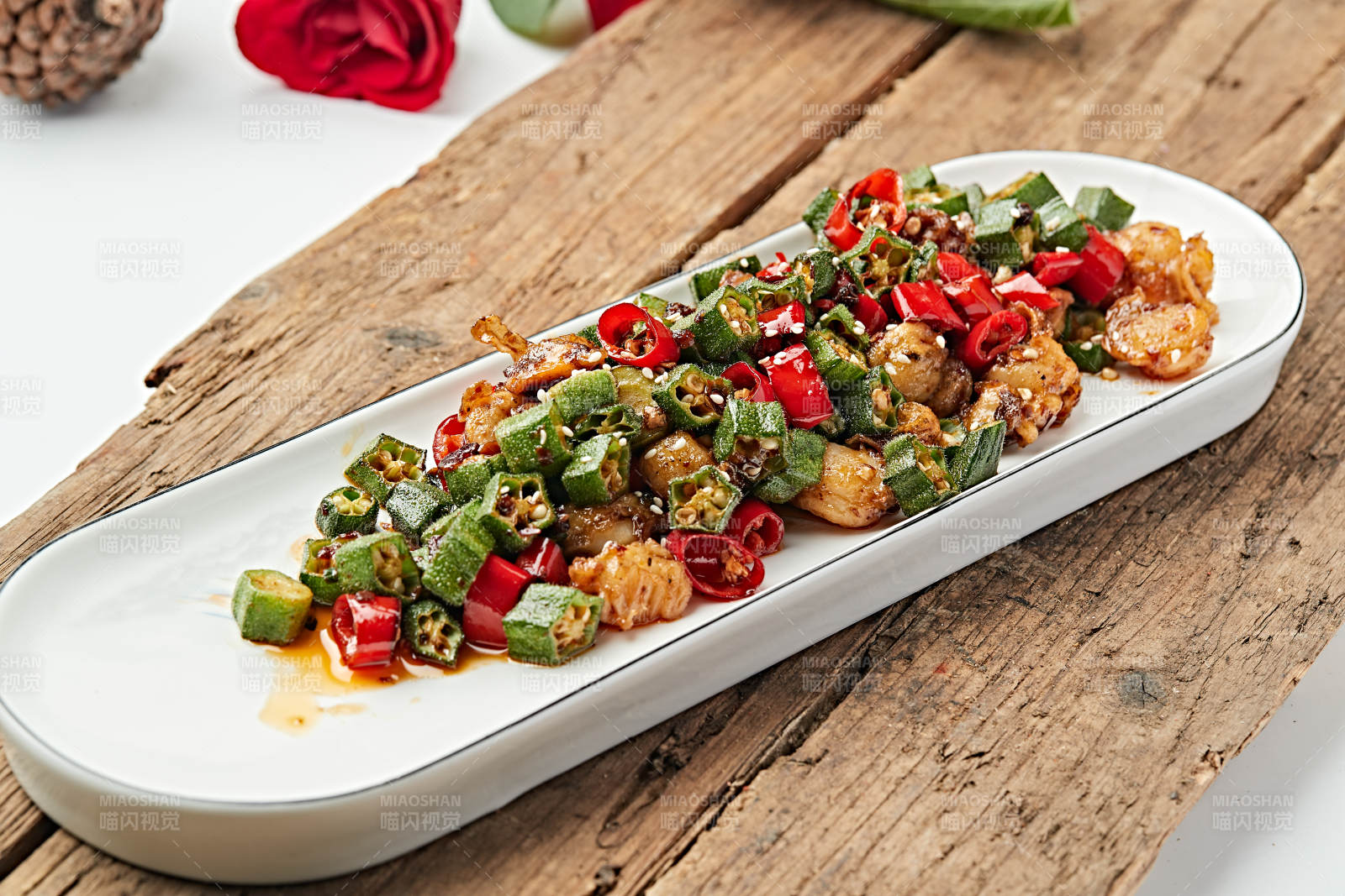 香辣秋葵炒扇贝肉图片