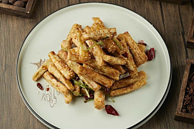 复合味油炸茄子条图片