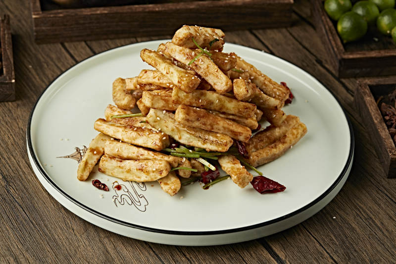 复合味油炸茄子条图片