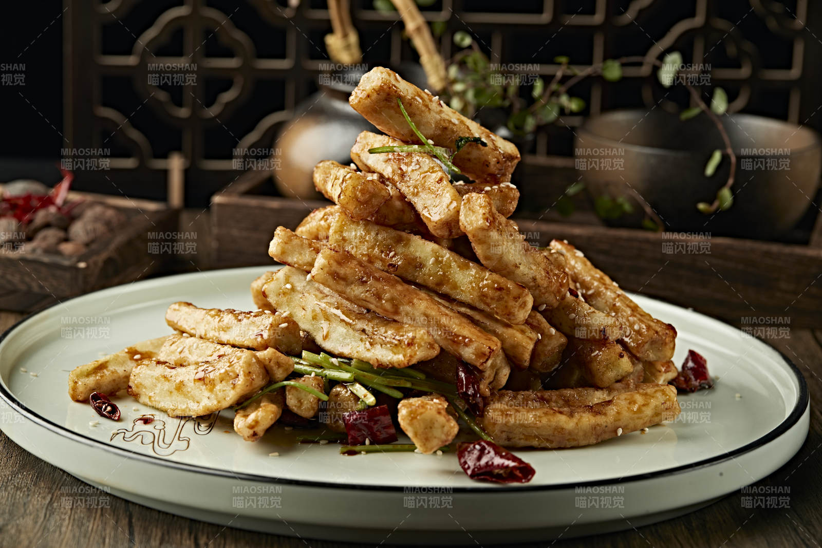 复合味油炸茄子条图片