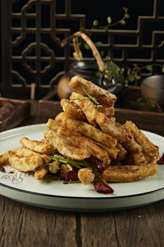 复合味油炸茄子条图片