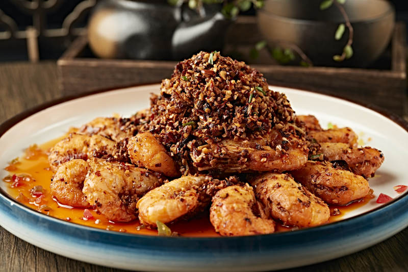 椒麻香辣红油香炸罗氏虾图片