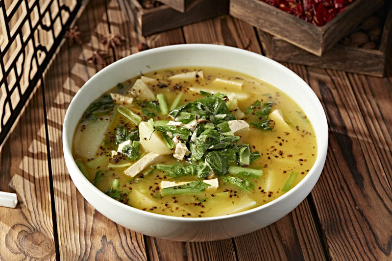 土豆豆腐炖小白菜胡麻花图片