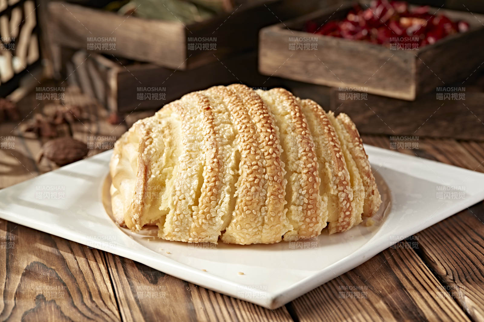 香烤花开富贵芝麻大花卷图片
