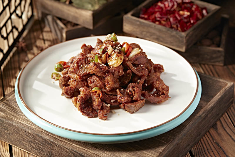 油炸孜然蒜香鸡胗片图片