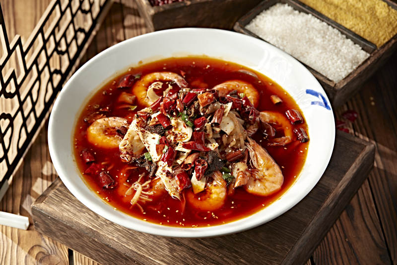 川味红油大虾毛血旺图片