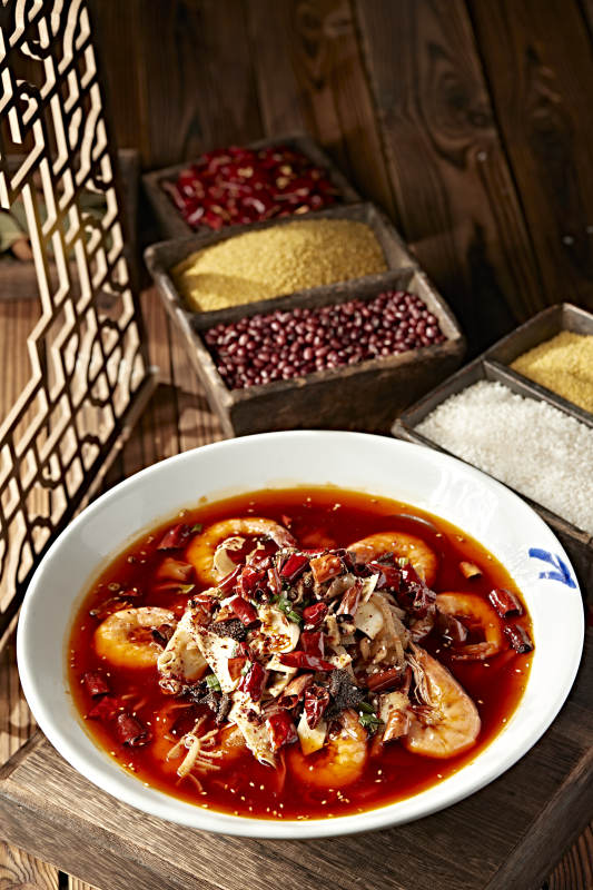 川味红油大虾毛血旺图片