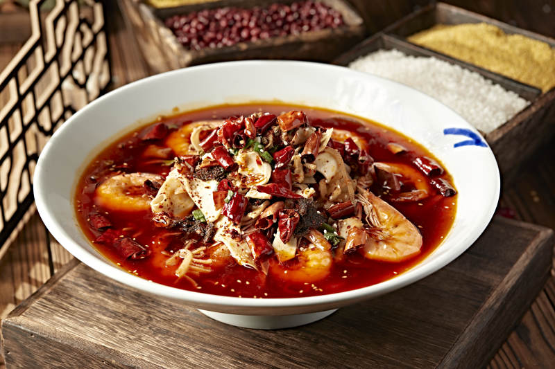 川味红油大虾毛血旺图片