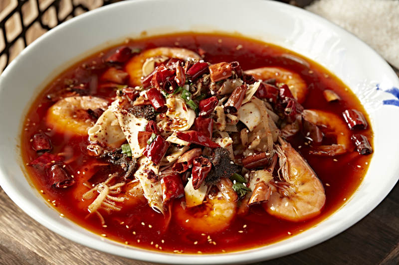 川味红油大虾毛血旺图片