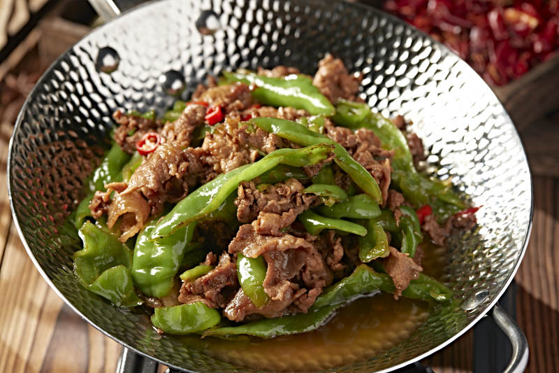 精美小炒螺丝椒爆炒猪五花肉图片