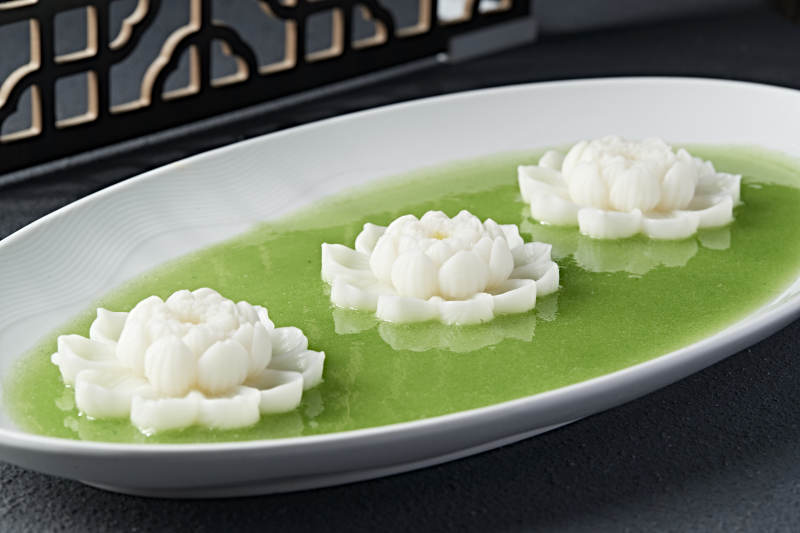 蜂蜜青苹果汁捞莲花山药泥图片