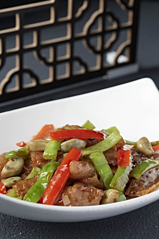 腊八蒜双椒炒猪皮图片