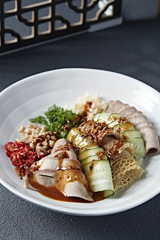 浇汁时蔬牛舌金钱肚图片