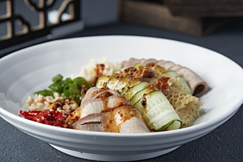 浇汁时蔬牛舌金钱肚图片