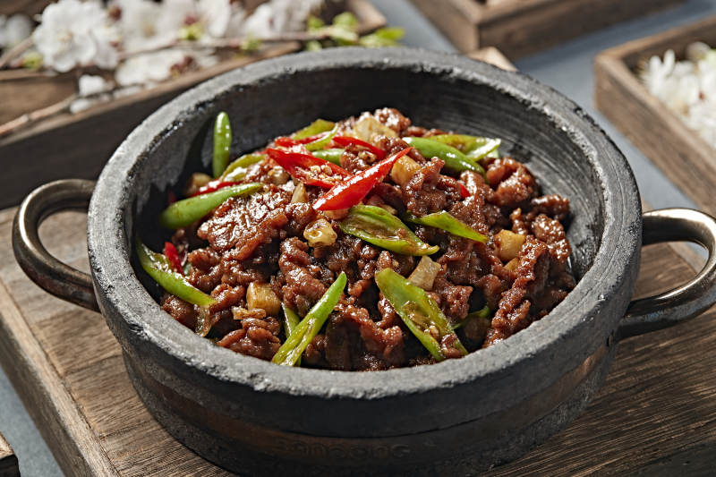 石锅杭椒爆牛柳图片
