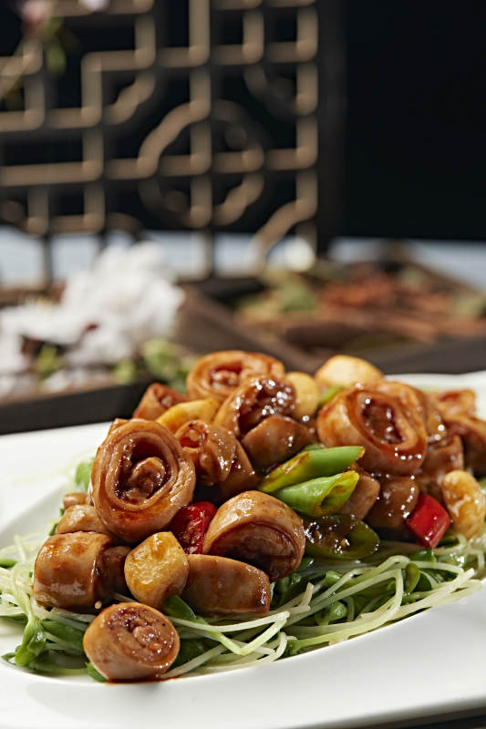 米椒蒜子溜肥肠图片