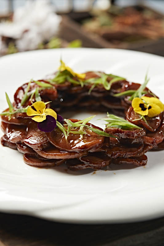 美味凉菜红焗杏鲍菇片图片