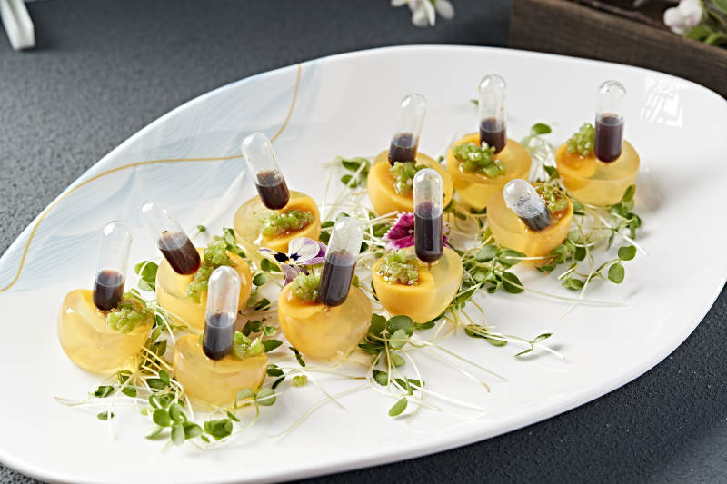 分子料理美食芒果蜜汁仿真皮蛋图片