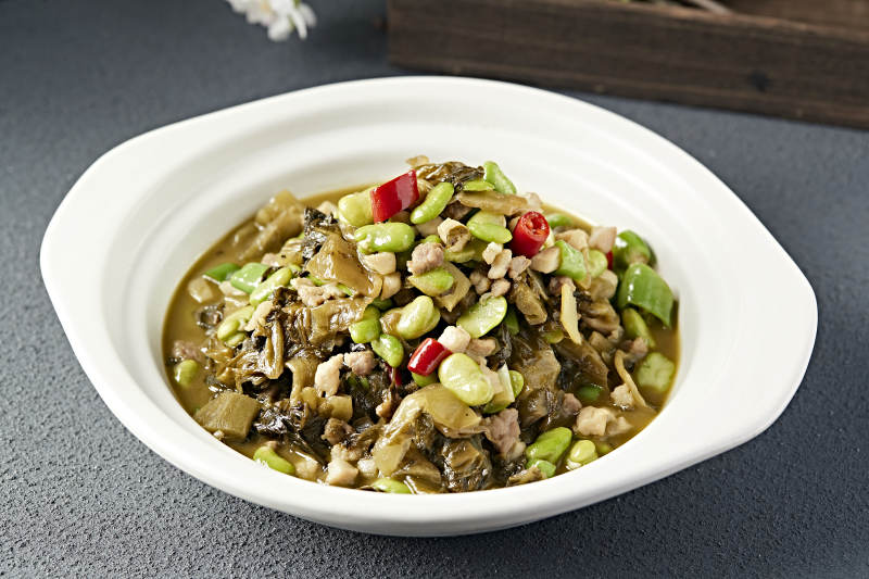 米椒蚕豆瓣肉沫烧雪菜图片