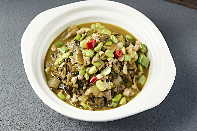 米椒蚕豆瓣肉沫烧雪菜图片