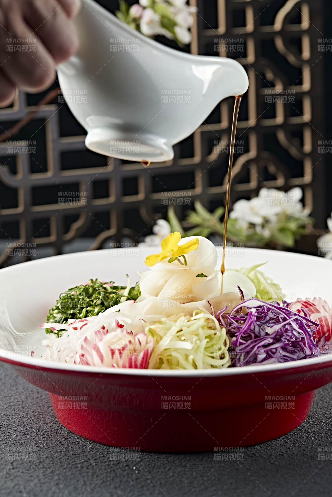 浇汁时蔬山药大拉皮图片