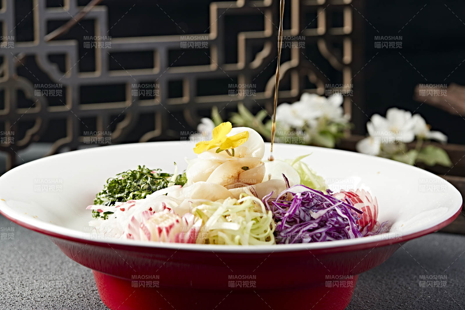 浇汁时蔬山药大拉皮图片