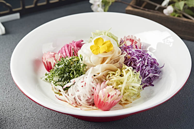 浇汁时蔬山药大拉皮图片