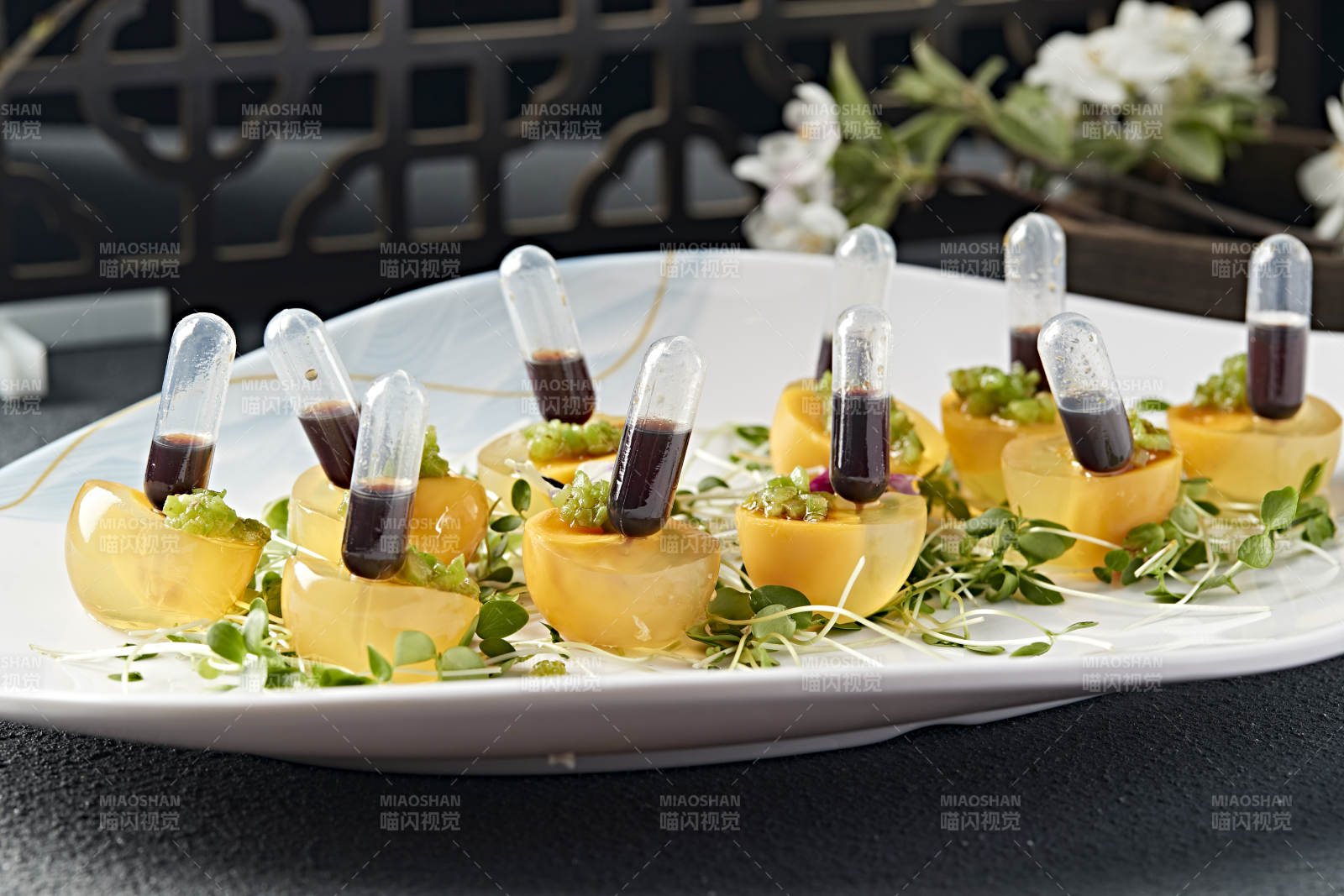 分子料理美食芒果蜜汁仿真皮蛋图片