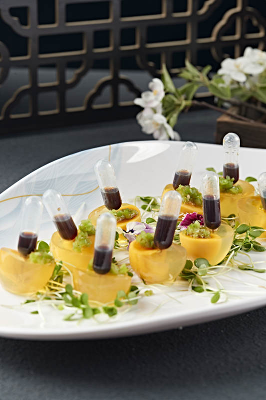 分子料理美食芒果蜜汁仿真皮蛋图片