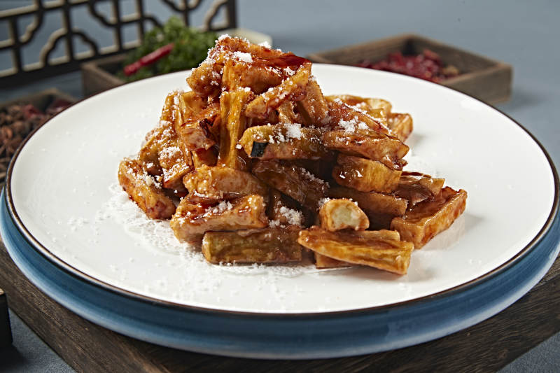 糖醋焦炸茄子条图片