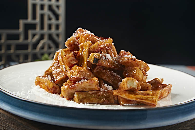 糖醋焦炸茄子条图片