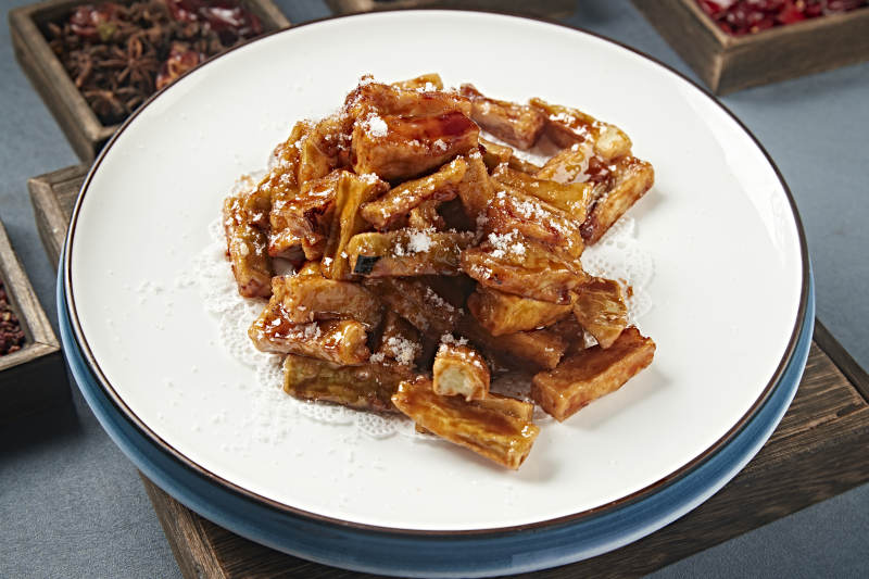 糖醋焦炸茄子条图片