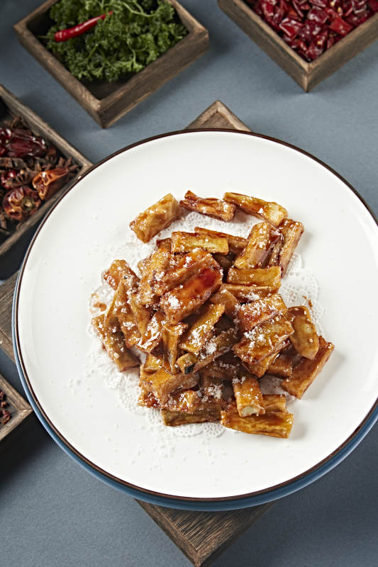 糖醋焦炸茄子条图片
