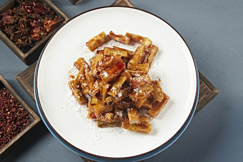 糖醋焦炸茄子条图片