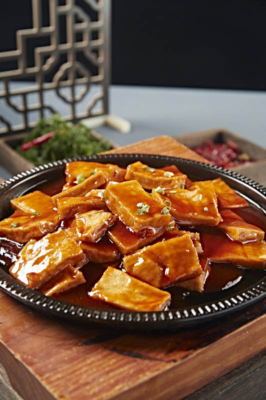 铁板浓汁香煎包浆豆腐图片