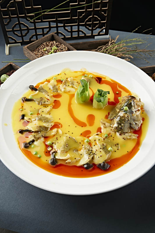 浓汤藜麦鸡枞菌蒸海鲈鱼图片