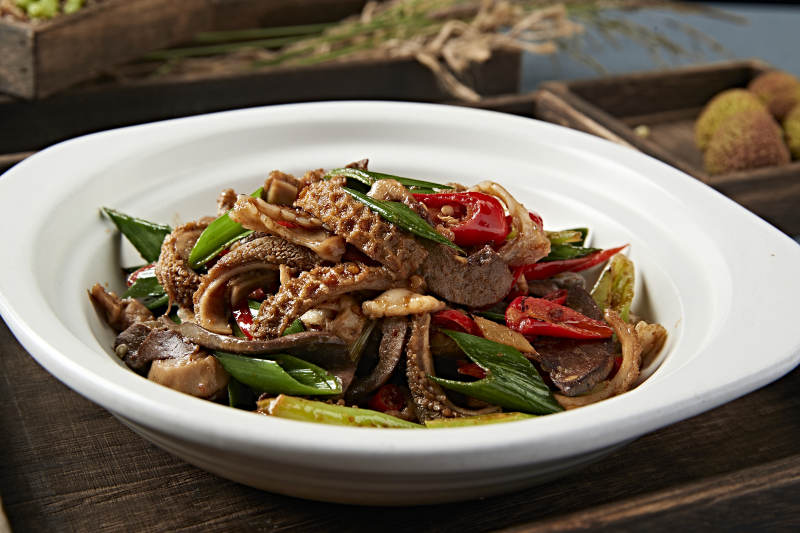 杭椒蒜苗辣炒羊杂图片