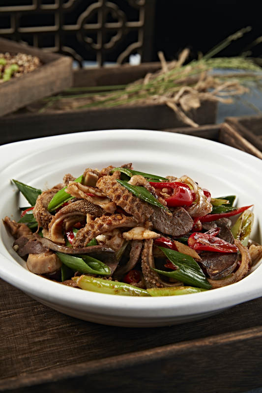 杭椒蒜苗辣炒羊杂图片